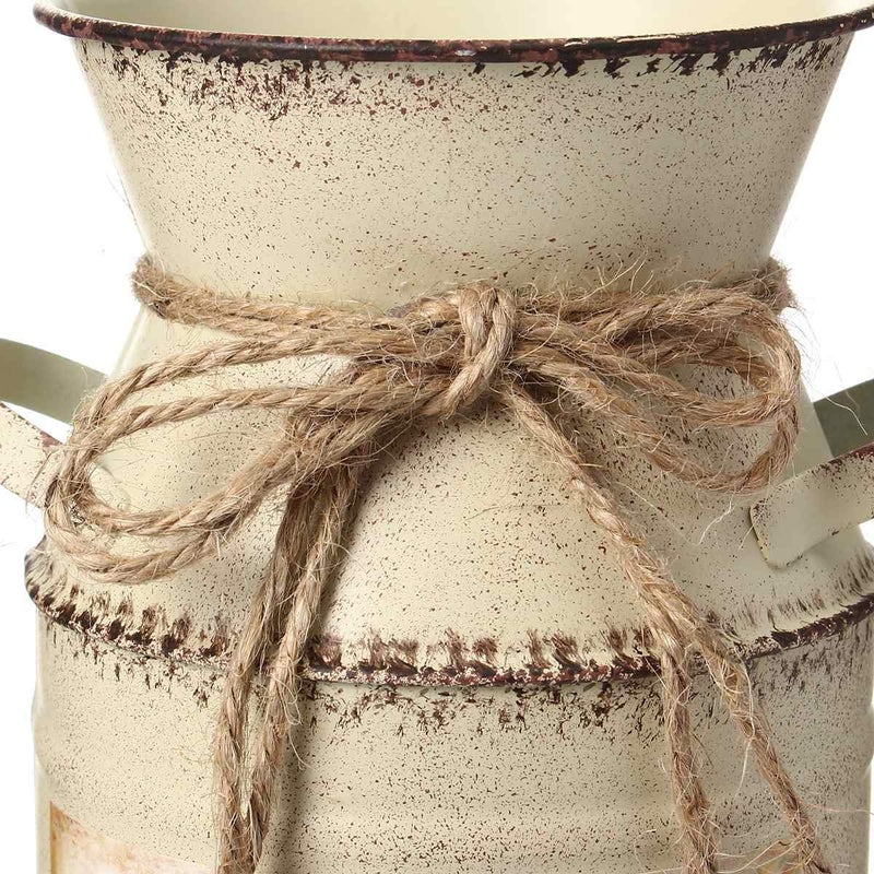 PEPAXON Shabby Metal Vase for Flower Rustic Vase White Vase Pitcher with Handle French Vintage Jug for Home Decoration Wedding Party Metal - Image 4